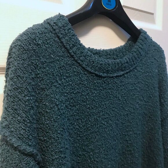 Cute BECOOL Turquoise (Blue/Green)Sweater with Fun Seam Detail on Back & Sleeves - Picture 3 of 13
